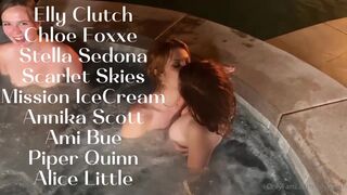 Elly Clutch and Her Friends Passionately Kissing Eachother While Naked in Pool Onlyfans Video