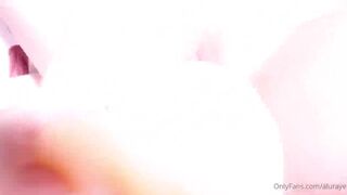 Aluraye Teases Her Tight Pink Pussy with a Big Dildo in Close Up Fucking Action