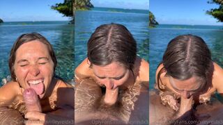 Riley Reid Teases with a Sloppy Deepthroat for Lucky Pool Boy in Leaked OnlyFans Video