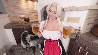 Octokuro Blonde Maid Video Deepthroat Dick and Bounces on Cock in Bed