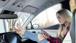 Valeriewhitebby Show Her Sexy Feet In The Car While Driving Home In This OnlyFans Video