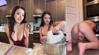 Halococo Cute Asian Gets naked and Fingers her Pussy in Kitchen Onlyfans Video