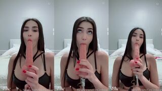 CinCinBear Puts on a POV Dildo Sucking Show in Black Lace Lingerie Fansly Video