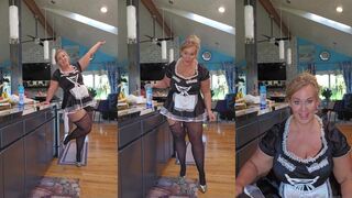 Ursula Andreia aka fantasymilfursula Dressed as a Sexy Maid Teasing her Curves in Black Stockings Exclusive OnlyFans Video