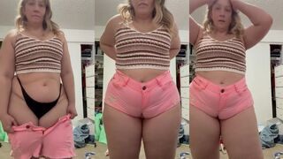 Emma.st.james Teases Her Thick Thighs and Cleavage in Tight Pink Shorts and Crop Top OnlyFans Video
