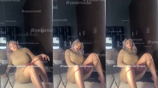 Yessmodel20 Gets Wet and Wild Fingering Her Pussy in a Tight Beige Dress OnlyFans Video