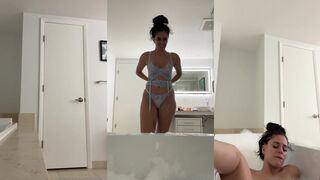 Camilla Araujo Tease Pussy With Monster Dildo In Steamy Bath Tub Video