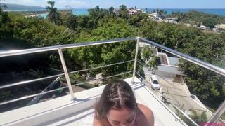 JadeTeen Teases New Dick with Sloppy BJ & Facial in Balcony Video