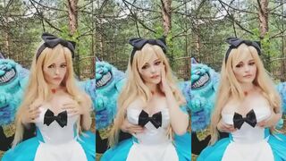 Alice Wonderland Cosplay Slut Brunette Tease Big Tits Big Ass in Hardcore Fuck Video